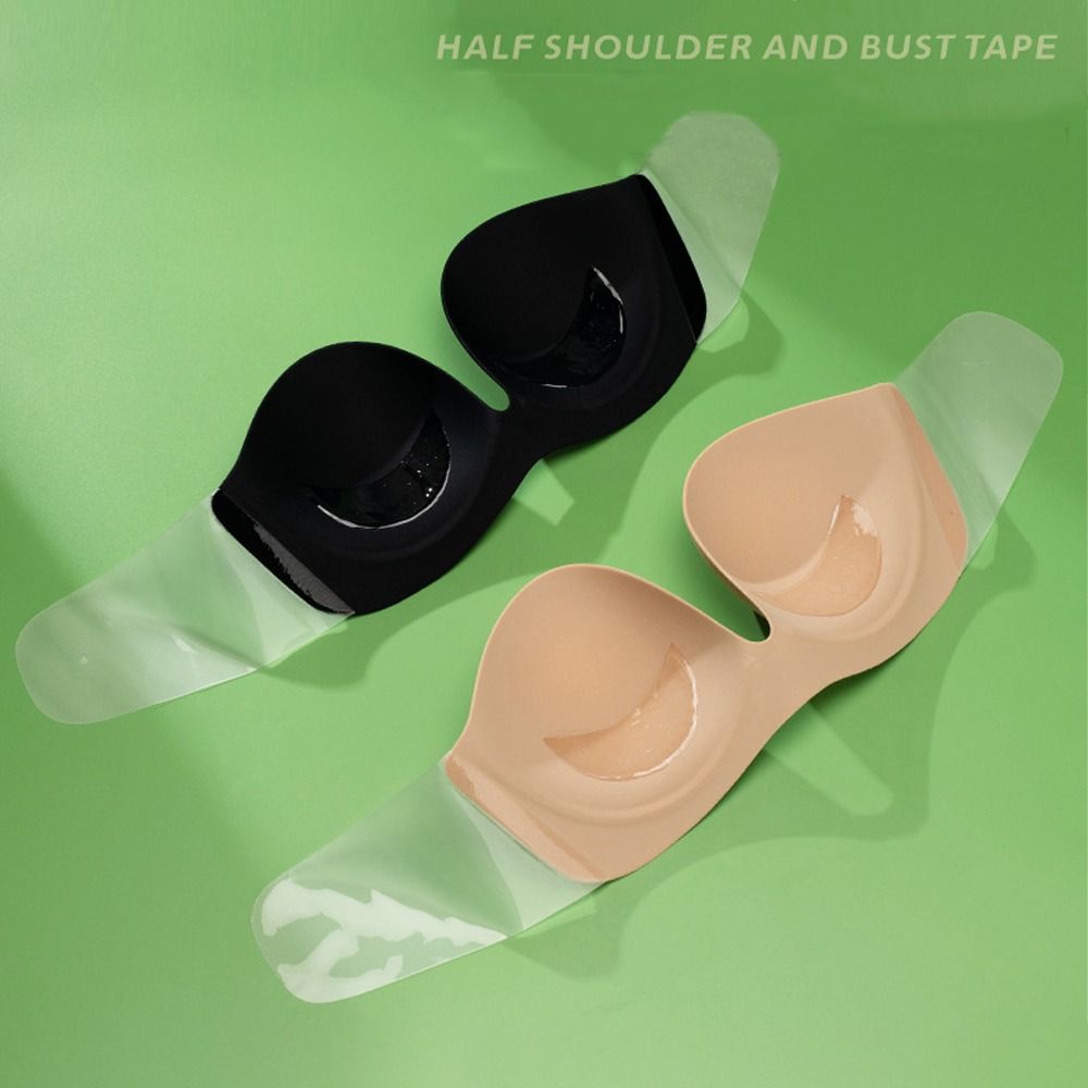 Backless Bra Sticky - シームレスインビジブルブラ、プッシュアップギャザーストラップレスブラ、粘着性のある垂れ防止スポンジチェストパッチ、背中が開いたドレス用