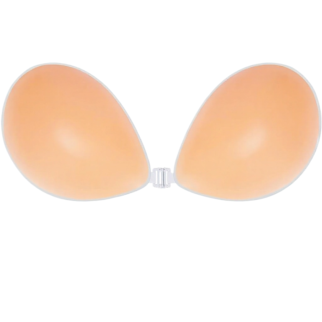 Backless Bra Sticky - プッシュアップワイヤーレスソリッドシリコンブラ、再利用可能な粘着式、バックレスストラップレス、イブニング/ウェディング用