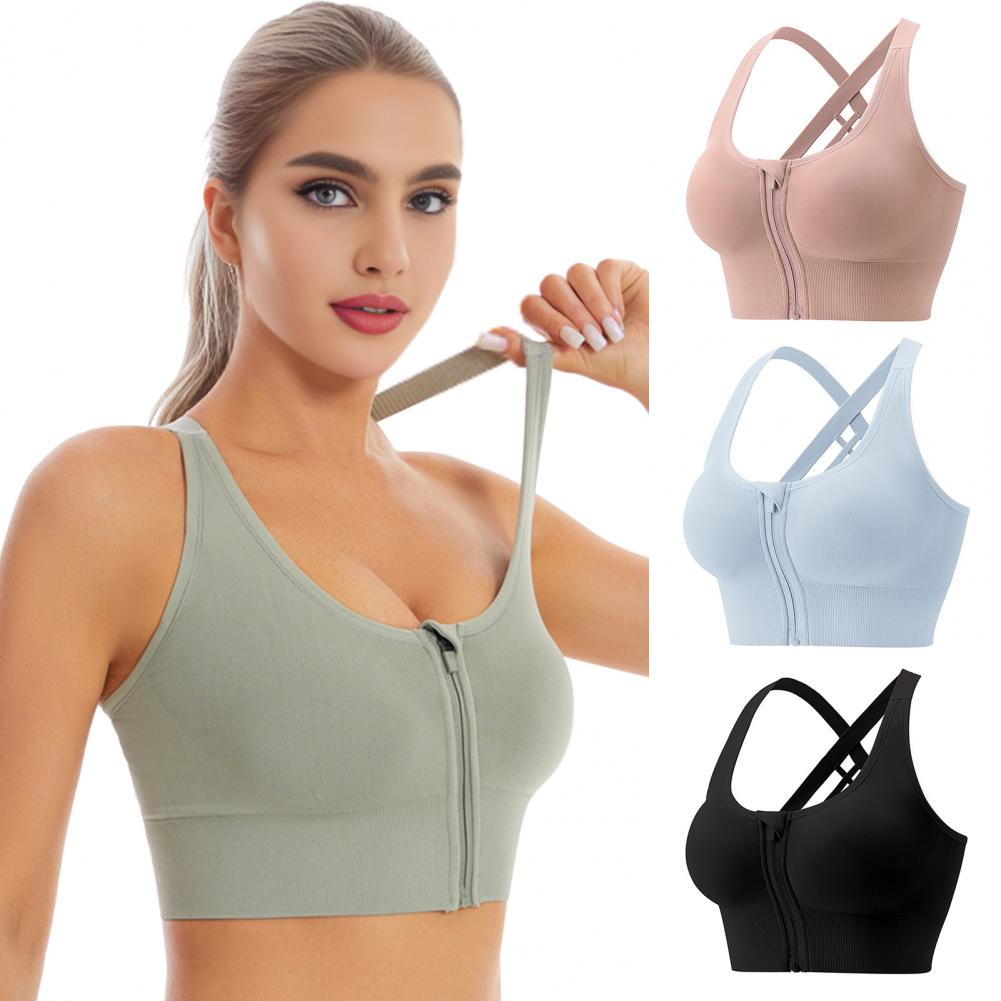 Sports Bra Racerback - ジップフロントワイヤレススポーツブラ レーサーバック ハイインパクト ランニング ワークアウト ジム