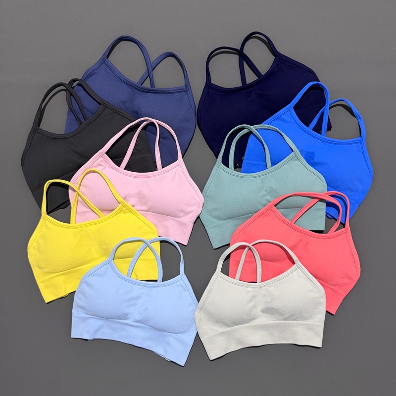 Sports Bra Racerback - Histello バックレススポーツブラ レディース シームレス ヨガトップ ハイサポート