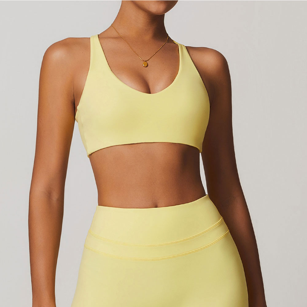 Sports Bra Racerback - Juren-女性用スポーツブラ,フィットネスブラ,ホルター下着,裸の感触,セクシーなヨガ,ジムの腕立て伏せ,トレーニング,パッド入りブラレット,水着