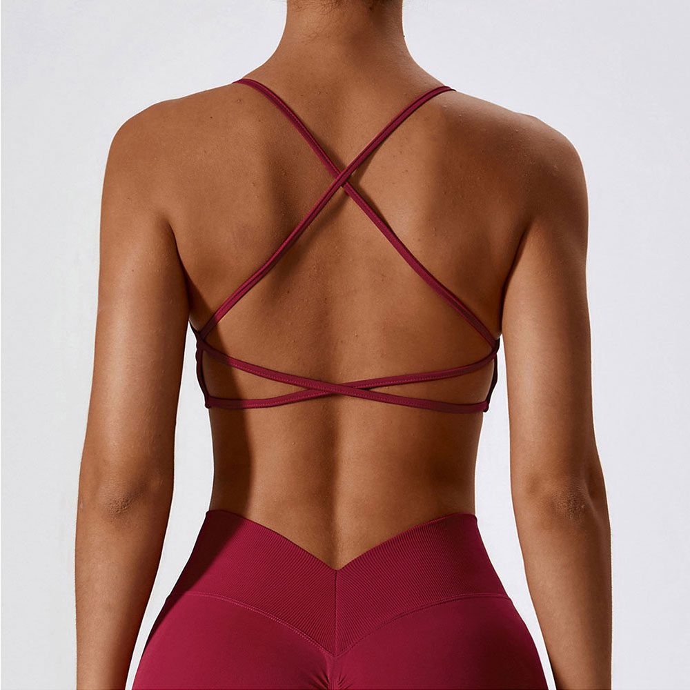 Sports Bra Racerback - 女性用スポーツブラ,クロスバンド,エンハンスメント,ヨガ,ジム,シームレス,通気性