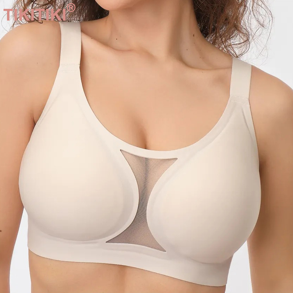 T Shirt Bra Seamless - シームレスゼリーブラ、アンダーワイヤーなし、サポート力のあるブラジャー、プッシュアップ、フルカバーブラレット、プラスサイズ、背中のお肉を隠すTシャツブラ