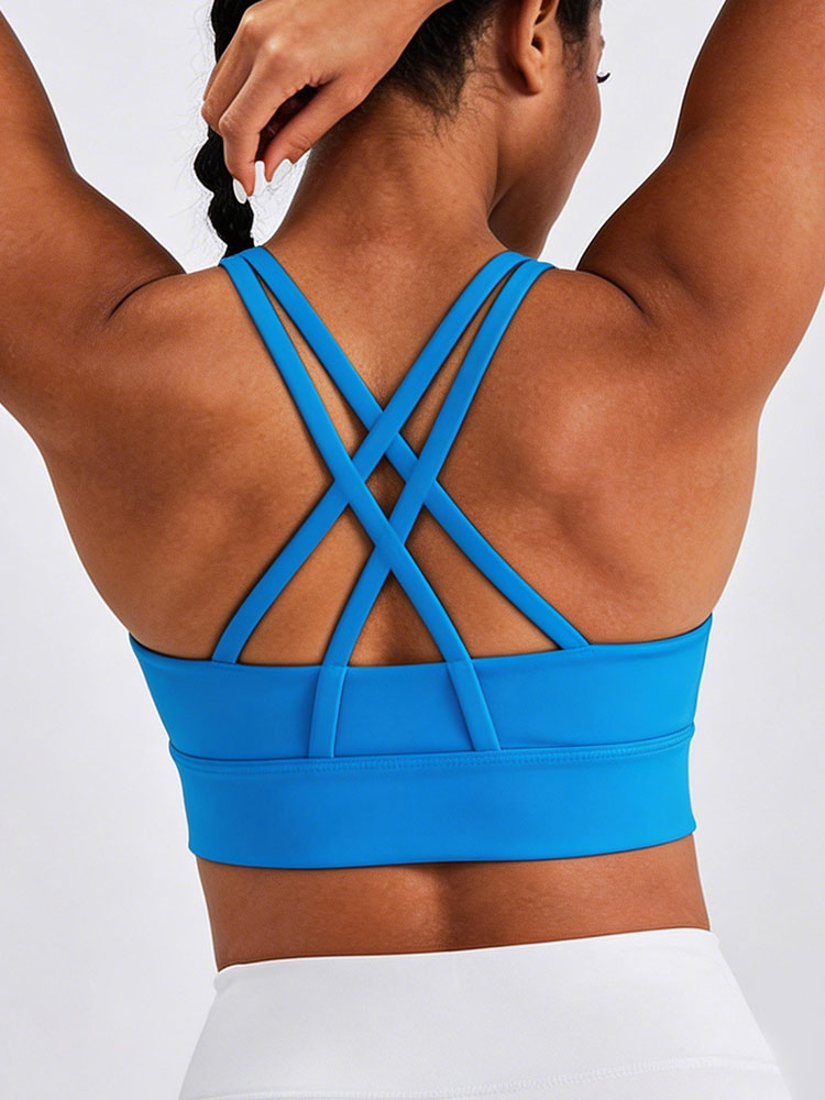 新しい女性用ソリッドカラー高強度サポートスポーツブラクロスバ - Sports Bra Racerback のレビューと価格