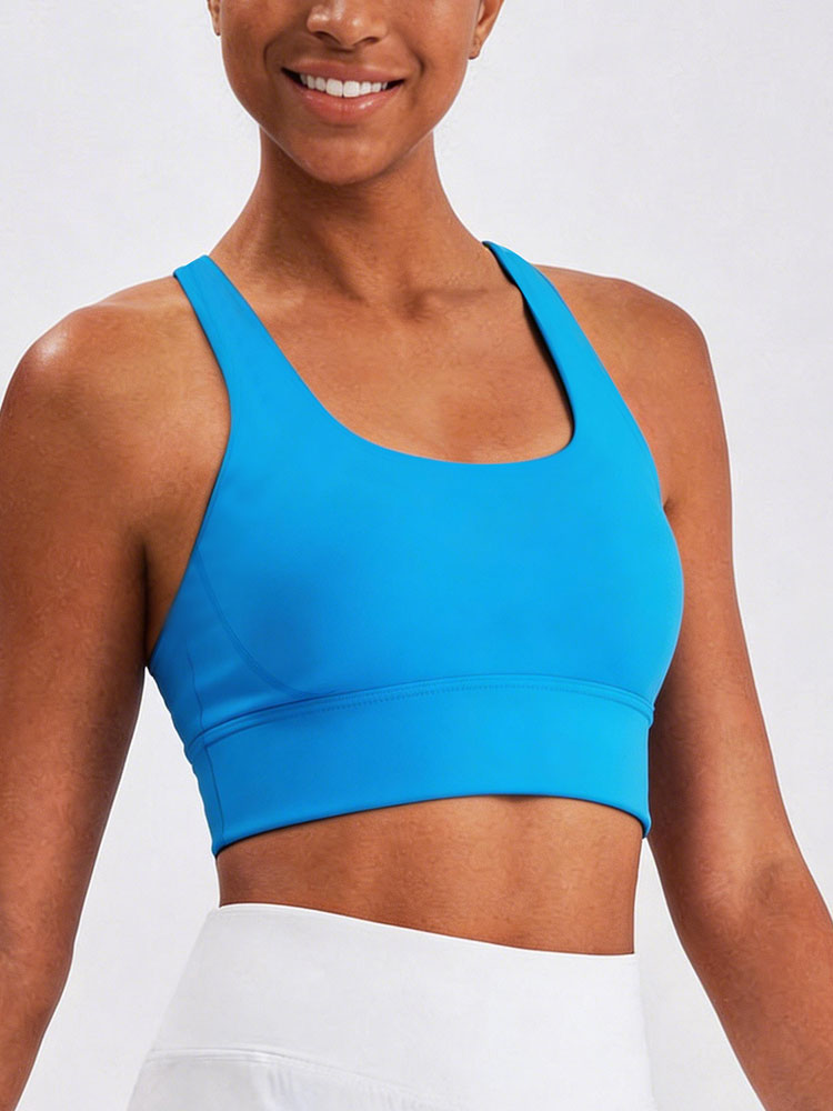 新しい女性用ソリッドカラー高強度サポートスポーツブラクロスバ - Sports Bra Racerback のレビューと価格