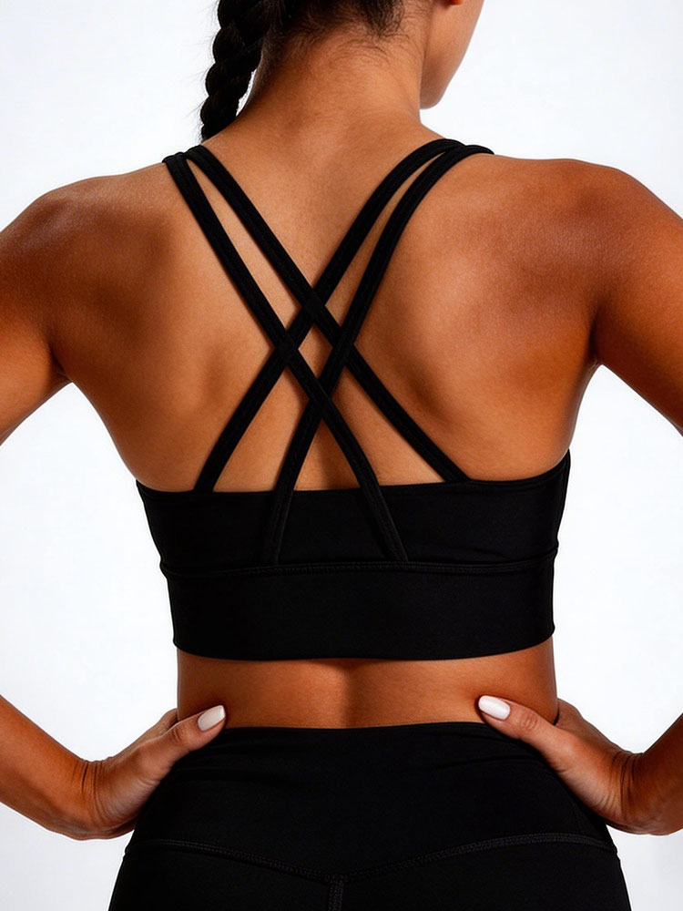 新しい女性用ソリッドカラー高強度サポートスポーツブラクロスバ - Sports Bra Racerback のレビューと価格