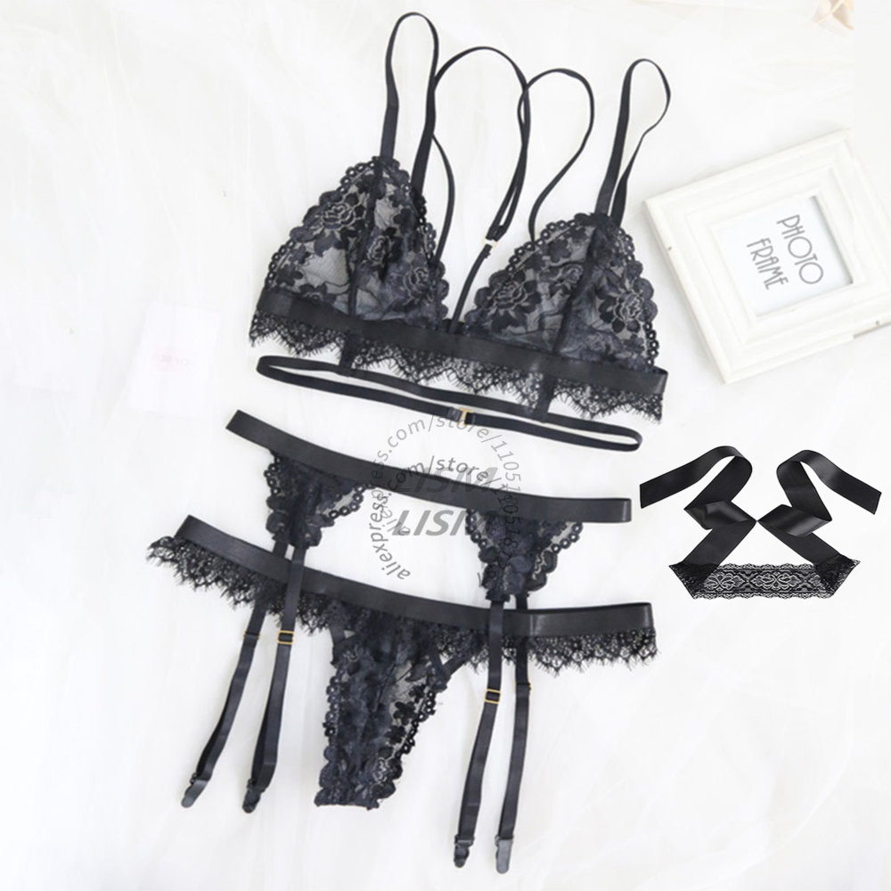LISM ブラックアイラッシュレースランジェリーセット 女性 - Lace Bralette Set のレビューと価格