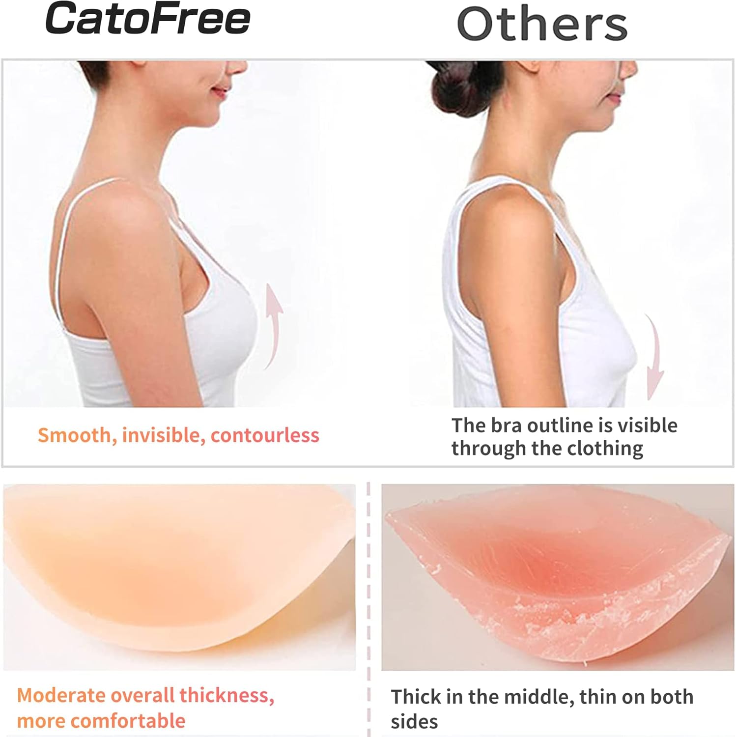 プッシュアップワイヤーレスソリッドシリコンブラ、再利用可能な - Backless Bra Sticky のレビューと価格