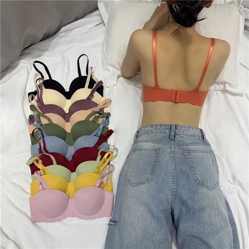 女性ガールズプッシュアップブラジャー夏通気性肌に優しい薄いワ - Plunge Bra Push Up のレビューと価格