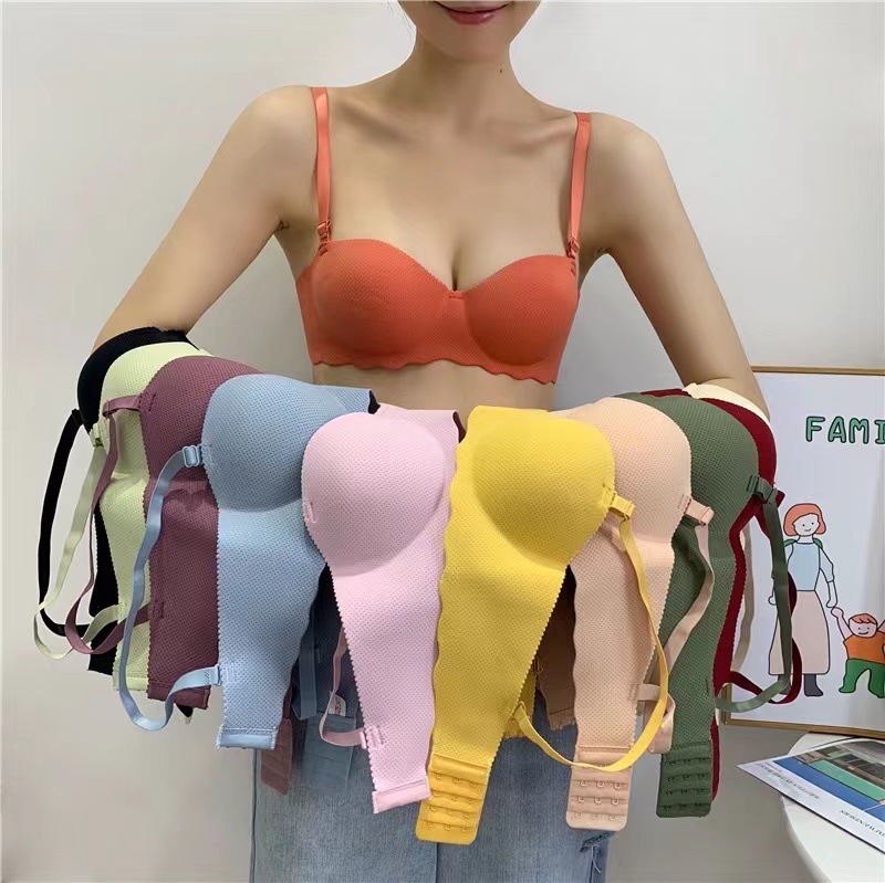 女性ガールズプッシュアップブラジャー夏通気性肌に優しい薄いワ - Plunge Bra Push Up のレビューと価格