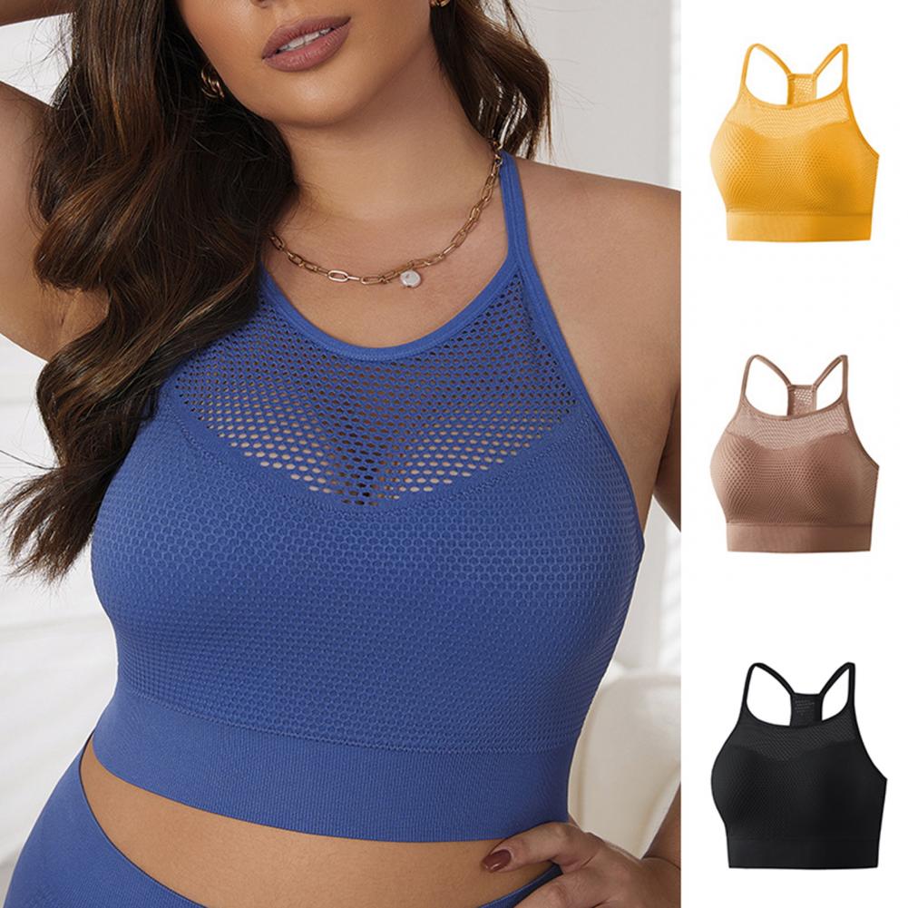 ワイヤレスパッド入りレーサーバックスポーツブラ、女性用メッシ - Sports Bra Racerback のレビューと価格