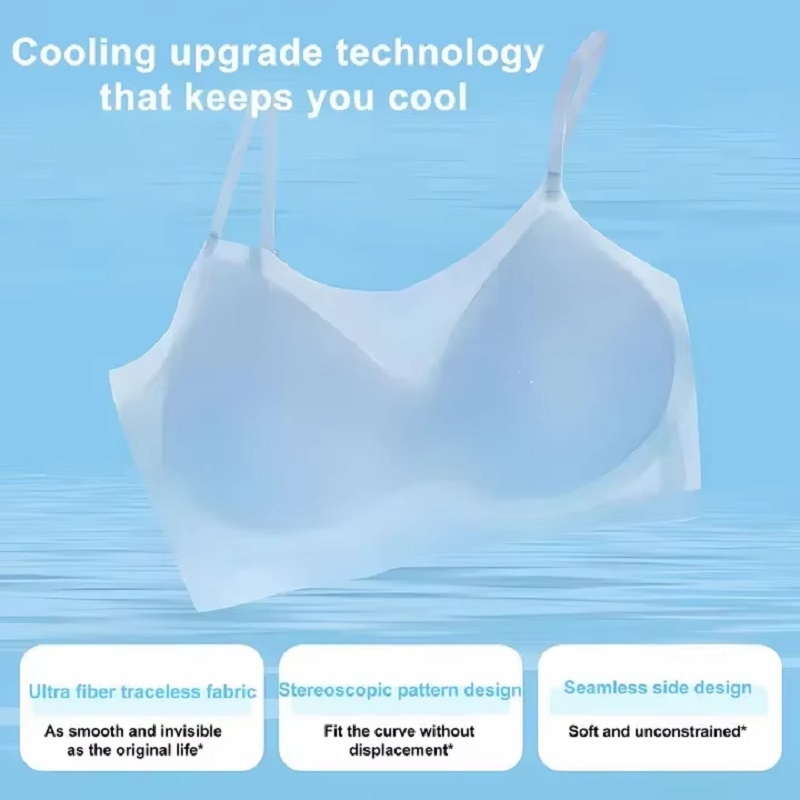 超薄型通気性アイスシルクトップブラジャー女性のシームレスなバ - T Shirt Bra Seamless のレビューと価格